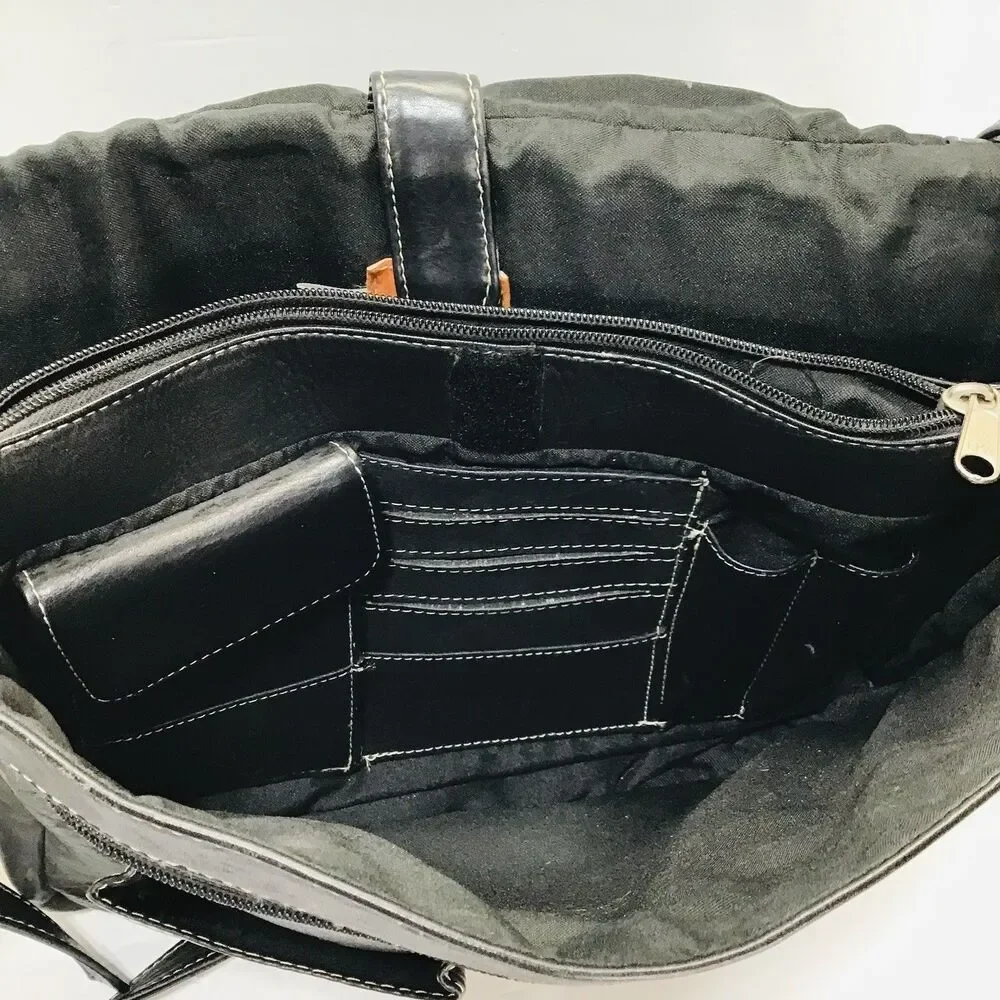 Latico Natural Leather LARGE Yosemite Messenger Bag Laptop Unisex Men Black
